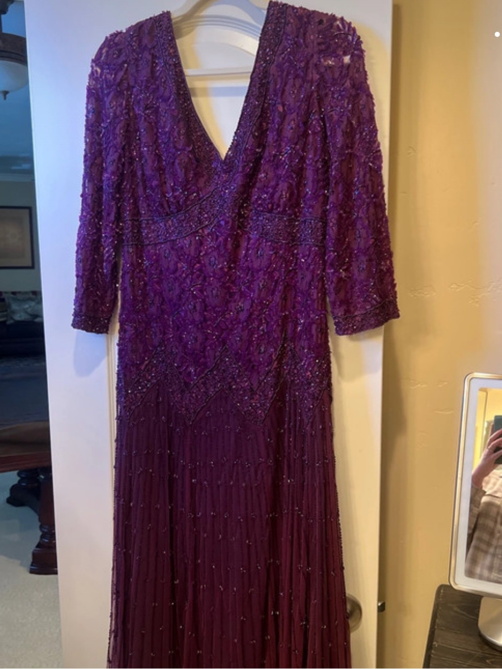 Pisarro Nights Deep Purple Beaded Dress